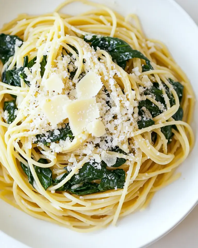 Homemade Spinach and Garlic Spaghetti with Pecorino photo