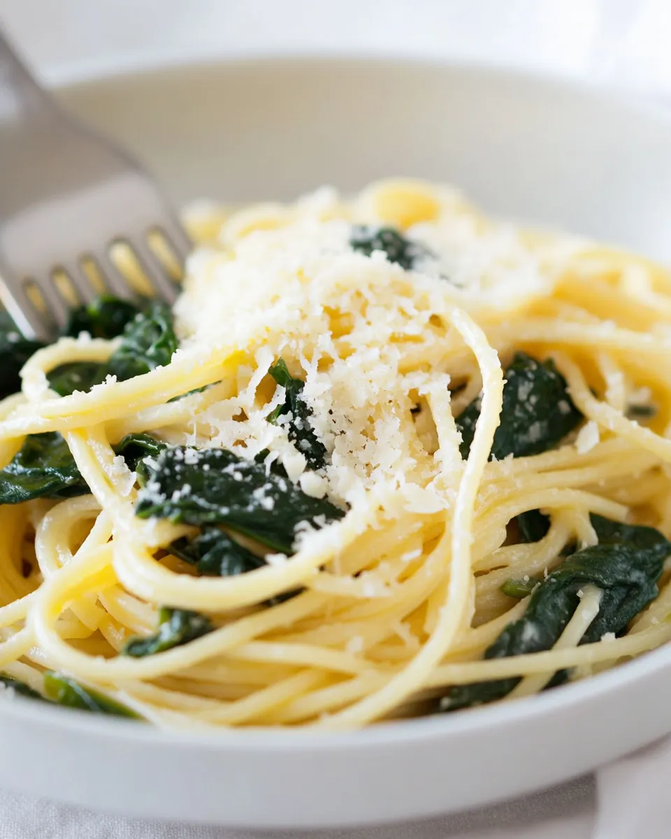 Easy Spinach and Garlic Spaghetti with Pecorino recipe photo