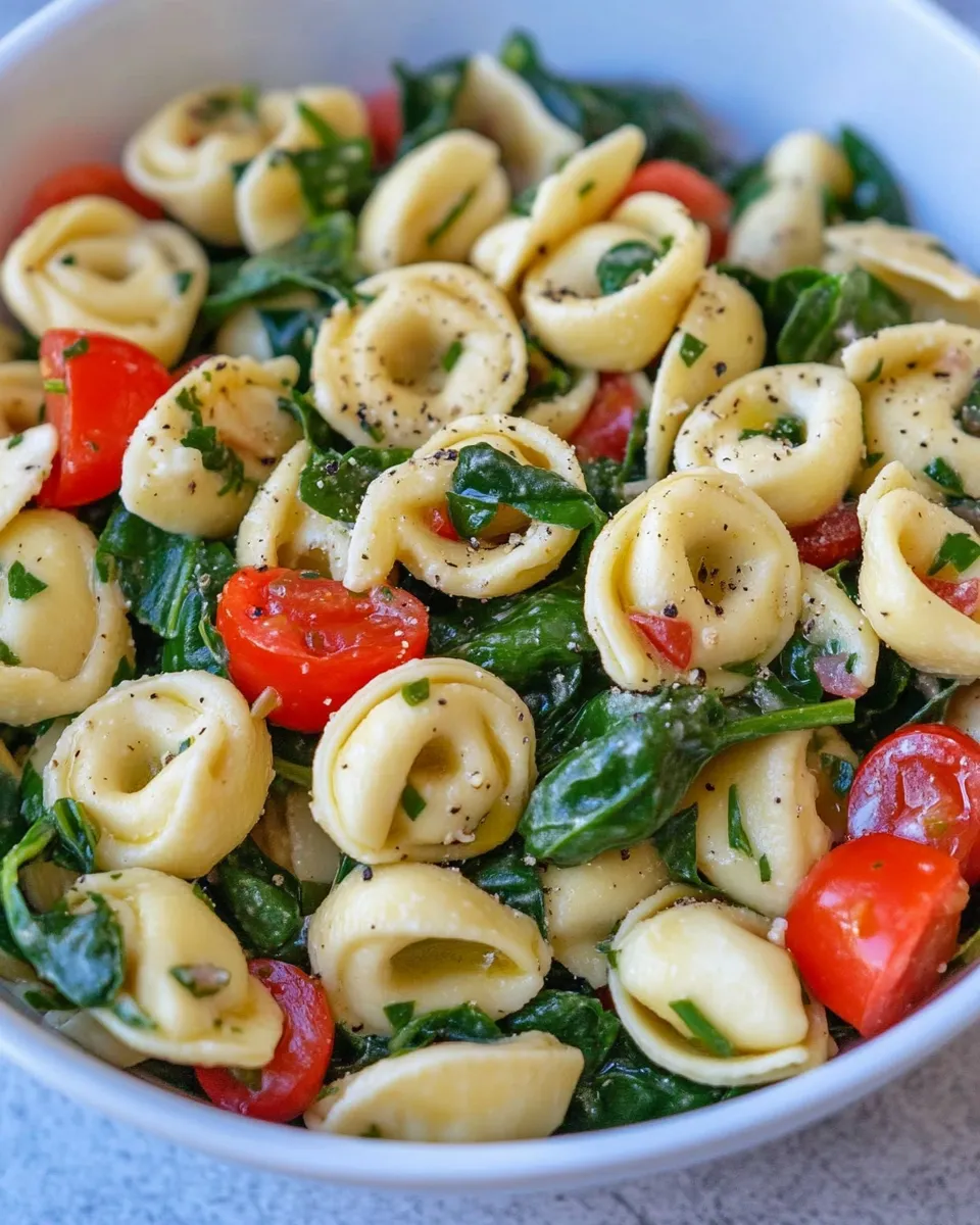 Healthy Spinach and Tortellini Salad dish photo