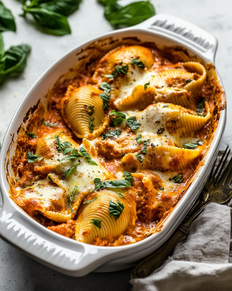 Delicious Stuffed Creamy Tomato Basil Pasta Shells. image
