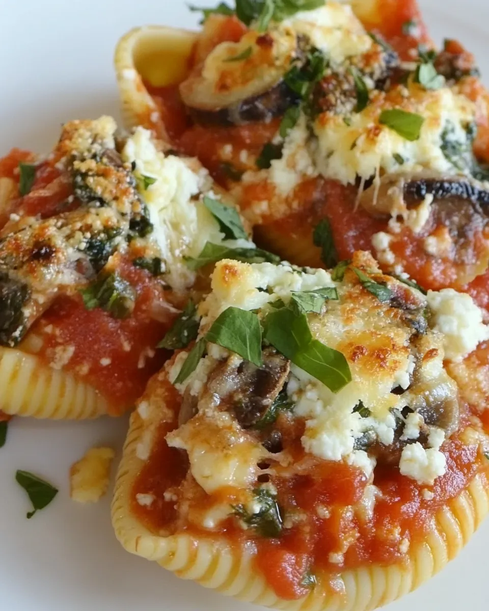 Homemade Stuffed Shells with Ricotta, Spinach, and Portobello Mushrooms photo