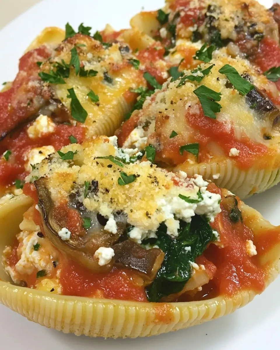 Easy Stuffed Shells with Ricotta, Spinach, and Portobello Mushrooms recipe photo