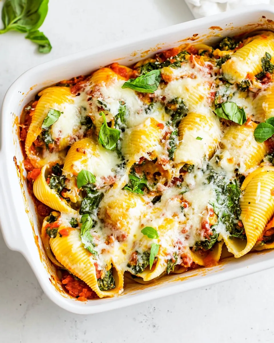 Delicious Stuffed Shells with Spinach shot