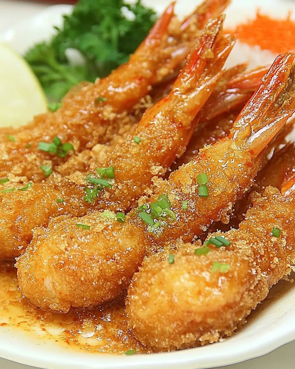 Delicious Sugar Cane Shrimp food shot