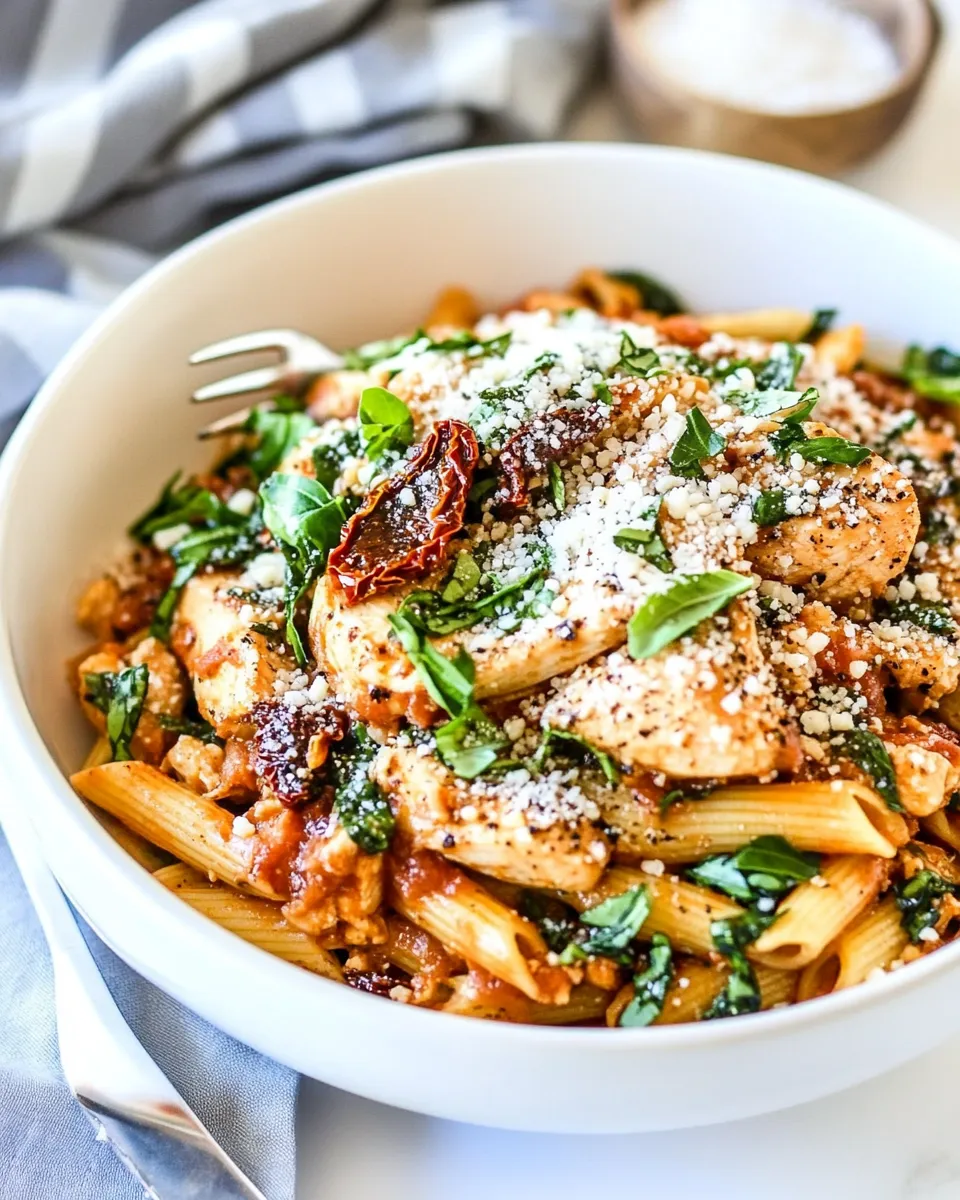 Delicious Sun-Dried Tomato Pasta with Chicken shot