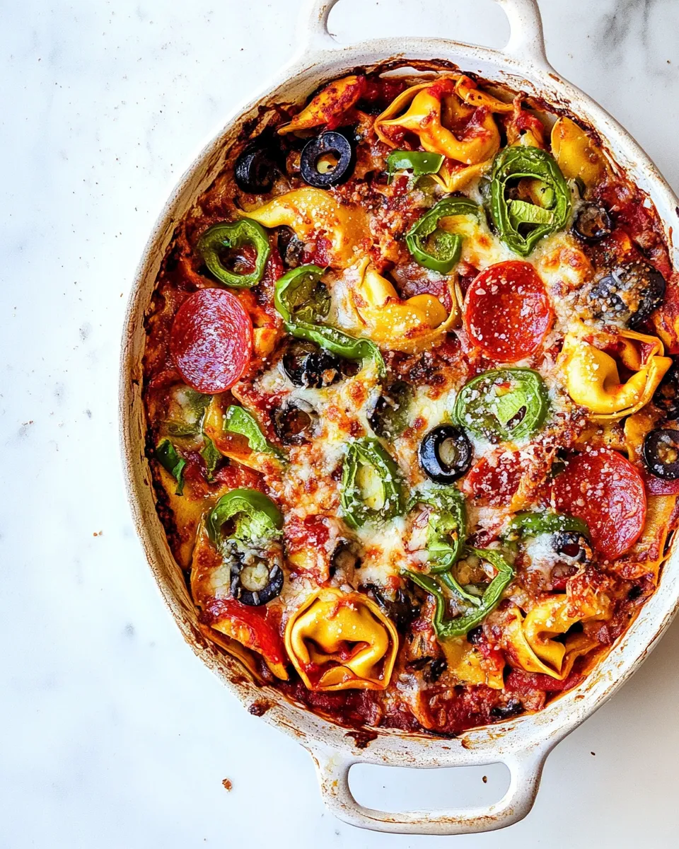 Delicious Supreme Pizza Tortellini Bake shot
