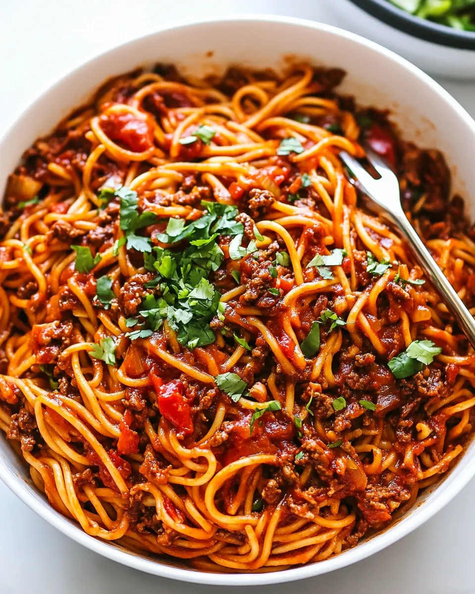 Delicious Taco Spaghetti (ONE POT!) image