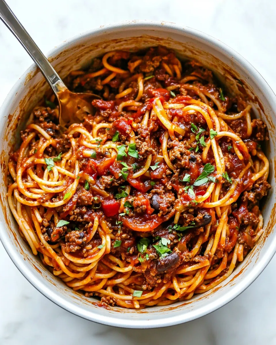 Homemade Taco Spaghetti (ONE POT!) dish photo