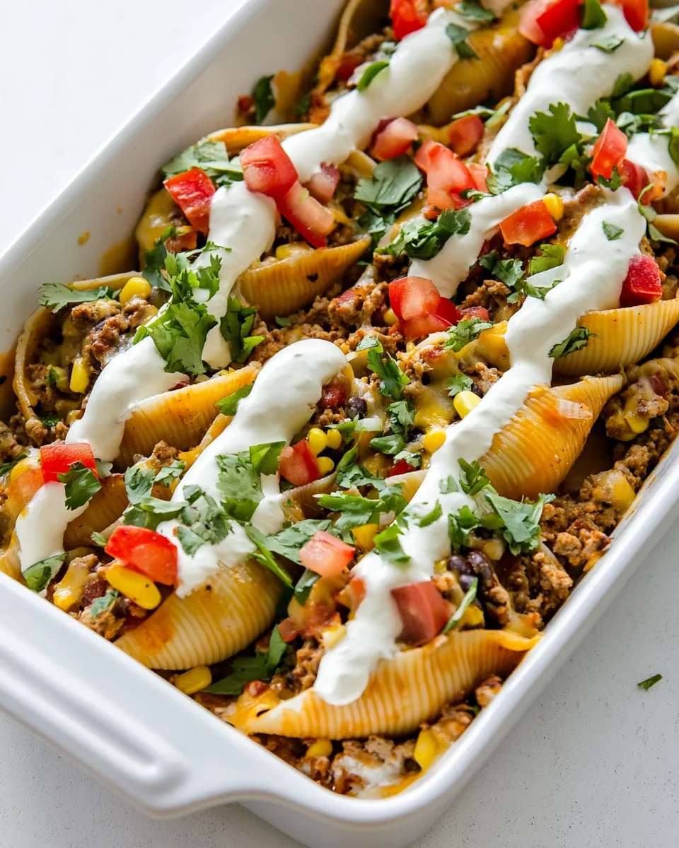 Savory Taco Stuffed Shells dish photo