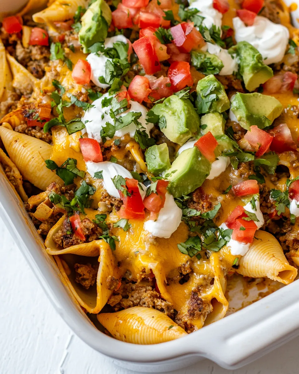 Easy Taco Stuffed Shells food shot