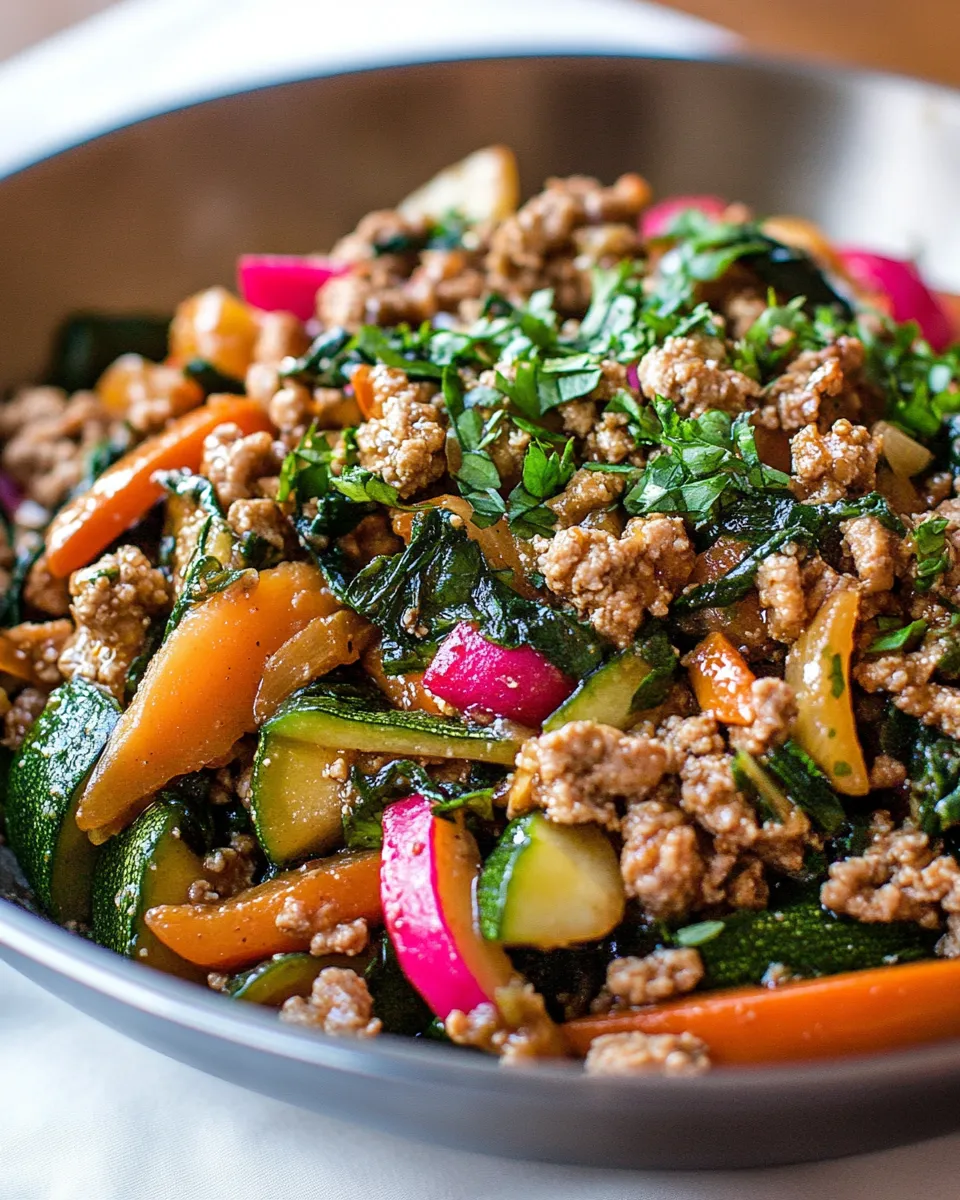 Homemade Teriyaki Ground Turkey Skillet with Vegetables recipe photo