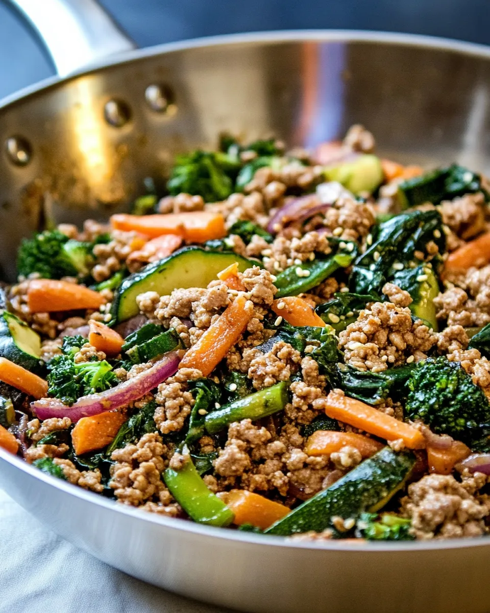 Delicious Teriyaki Ground Turkey Skillet with Vegetables plate image