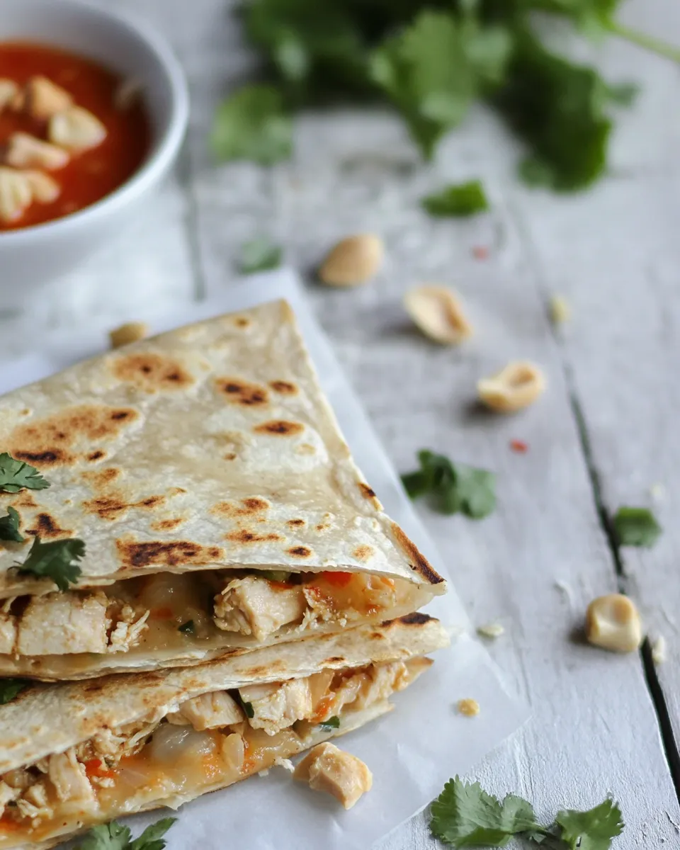 Homemade Thai-Style Chicken Quesadillas. recipe photo