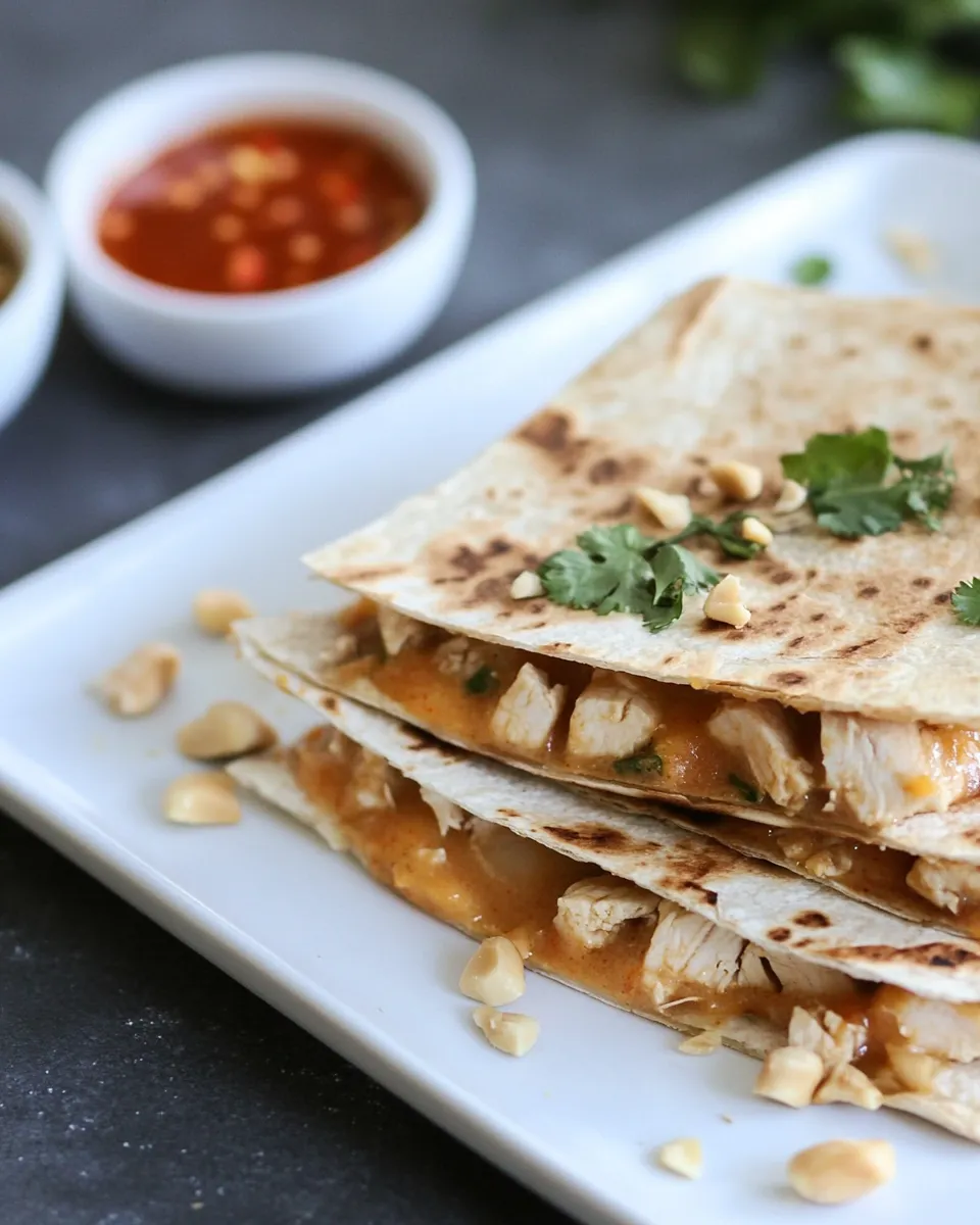 Easy Thai-Style Chicken Quesadillas. food shot