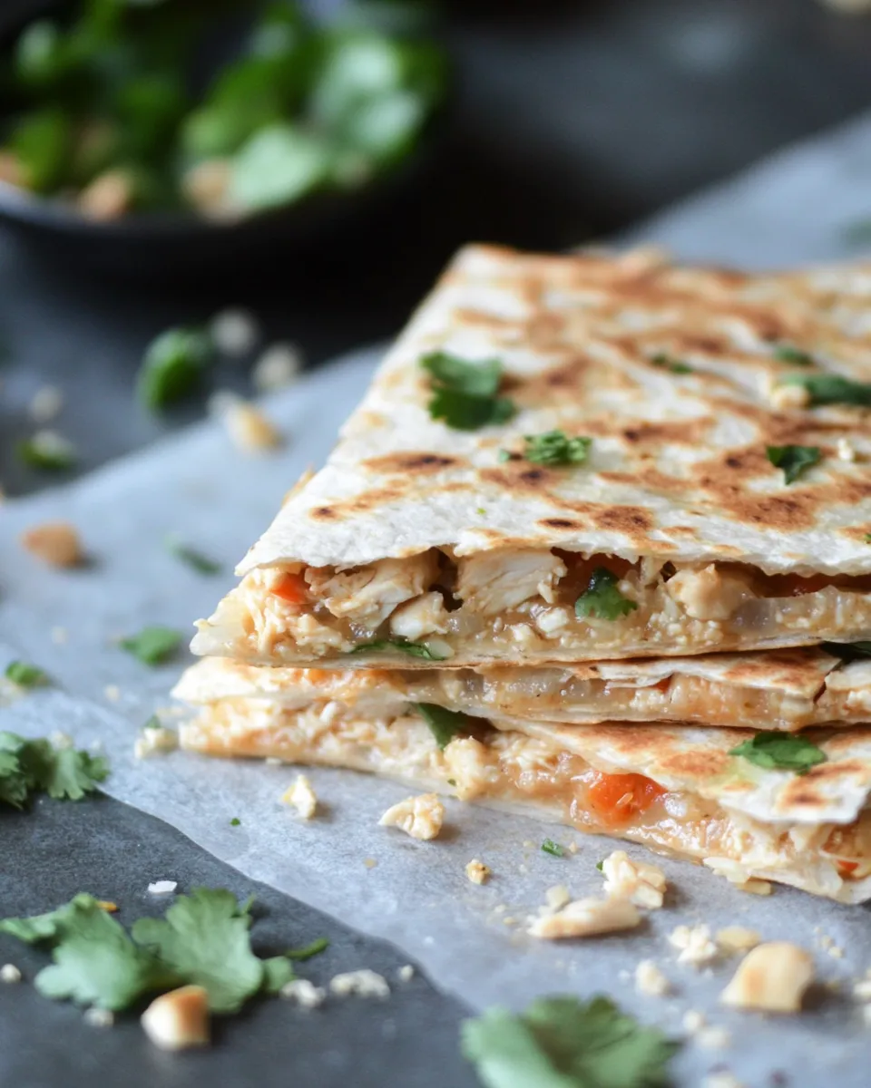 Delicious Thai-Style Chicken Quesadillas. plate image