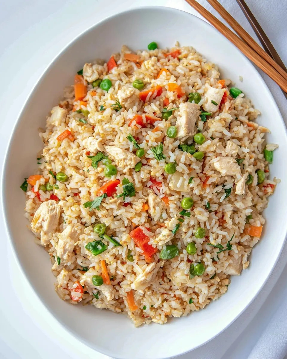 Delicious Thai Fried Rice with Chicken and Vegetables shot