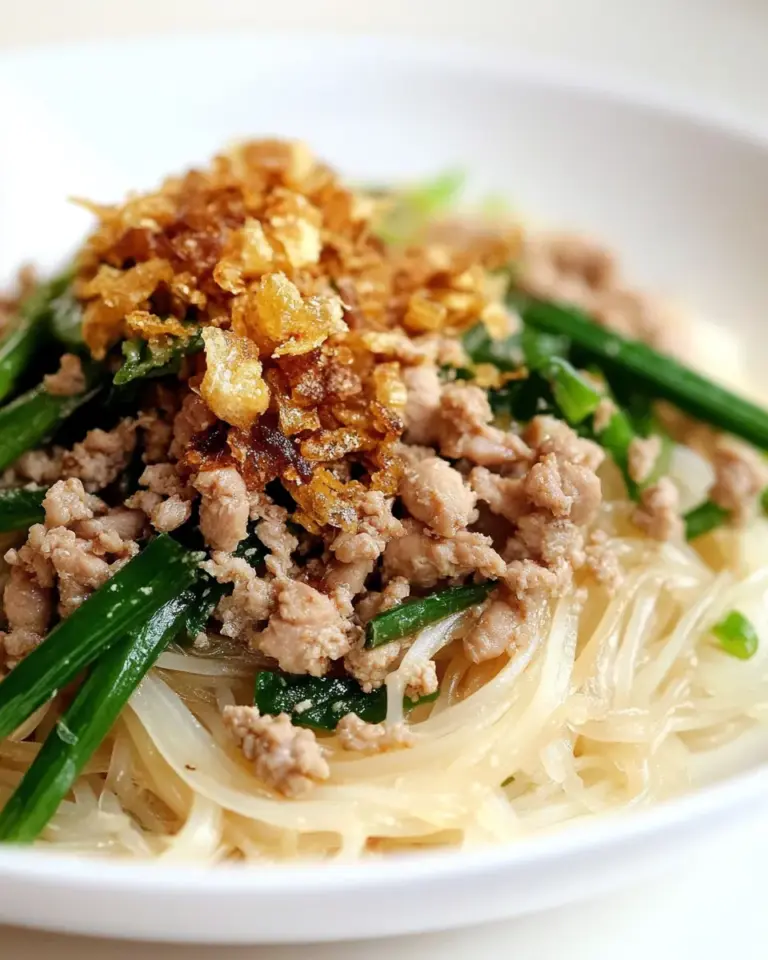 Homemade Thai Noodles with Ground Chicken and Crispy Shallots recipe photo