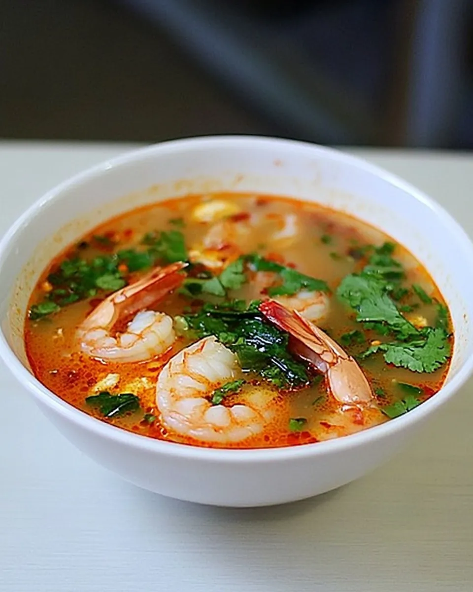 Delicious Thai Spicy Shrimp Soup: Tom Yum Goong dish photo