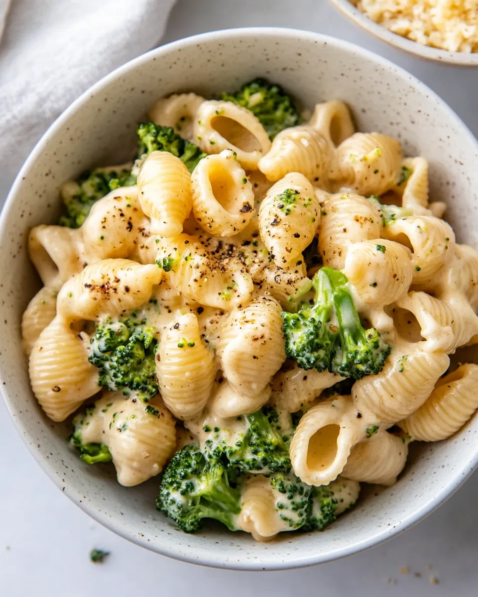 Tasty The Creamiest Broccoli Shells and Cheese. shot