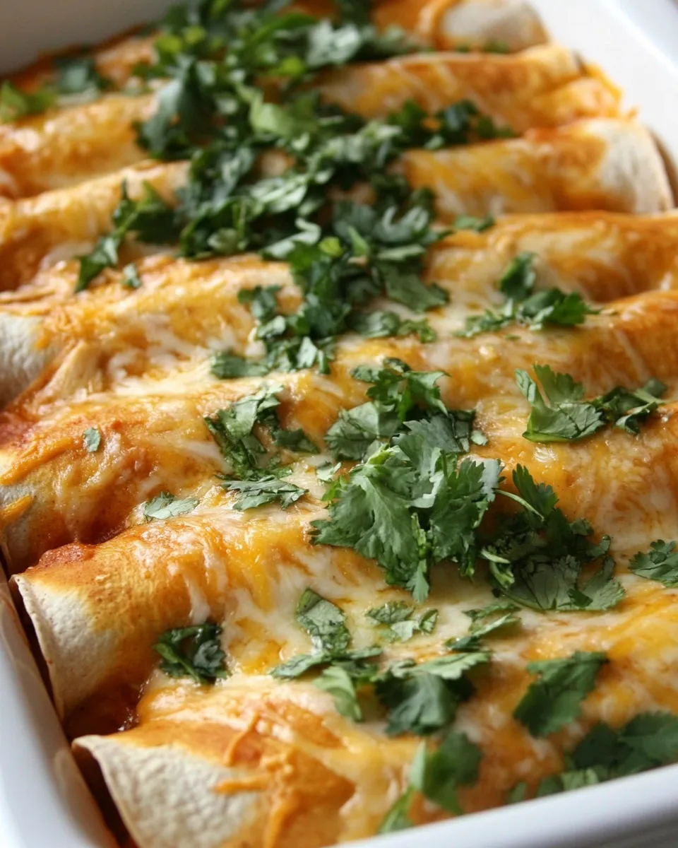 Delicious Three Cheese Chicken Enchiladas shot