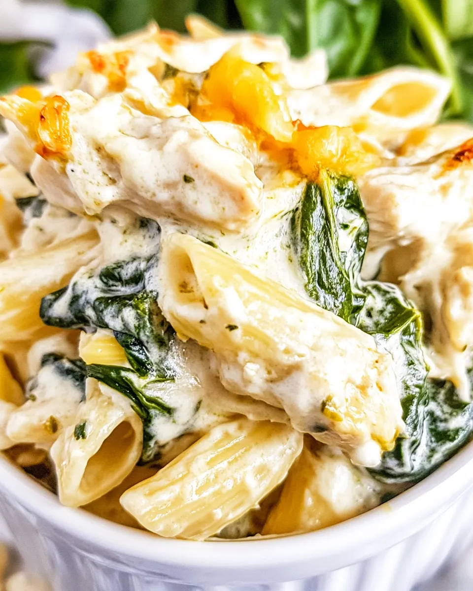 Easy Three Cheese Chicken Spinach & Artichoke Alfredo Pasta recipe photo