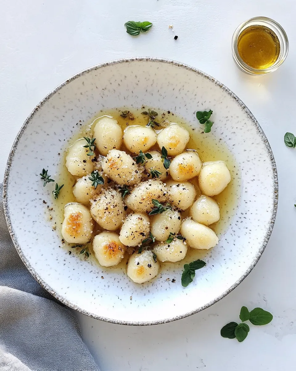 Easy Toasted Gnocchi with Herb Brown Butter. food shot