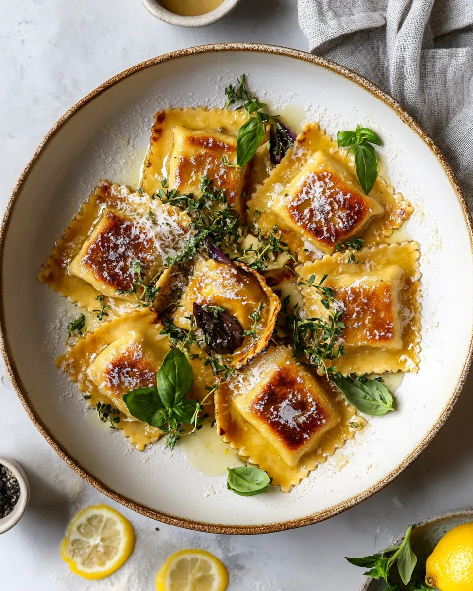 Perfect Toasted Skillet Ravioli with Lemon & Brown Butter. dish image