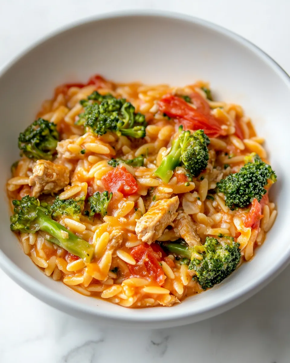 Classic Tomato Orzo with Chicken Sausage and Broccoli image