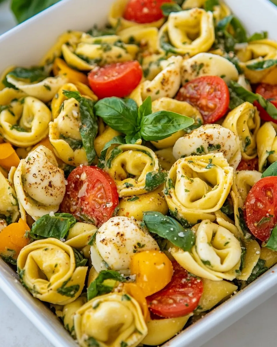 Fresh Tortellini Caprese Pasta Salad shot