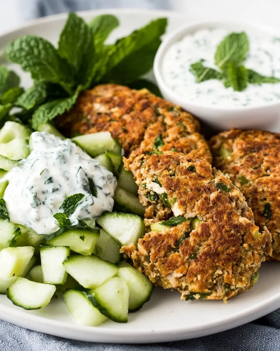 Classic Turkey Kibbeh With Cucumber Salad & Mint Yogurt Sauce image