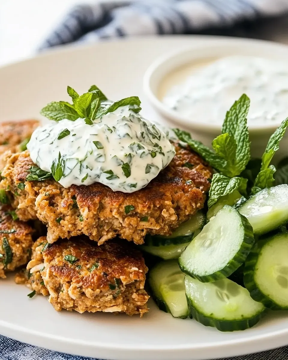 Easy Turkey Kibbeh With Cucumber Salad & Mint Yogurt Sauce recipe image