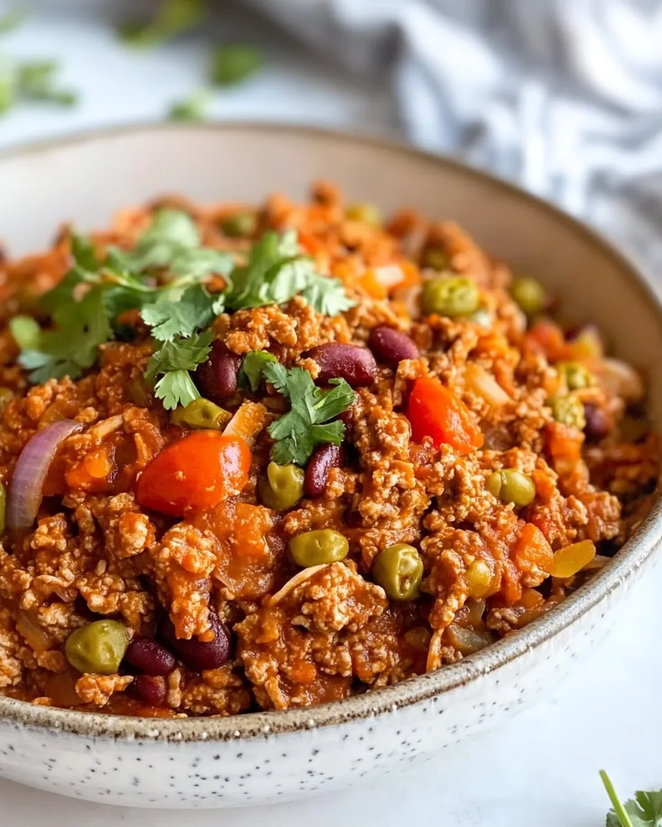 Delicious Turkey Picadillo food shot