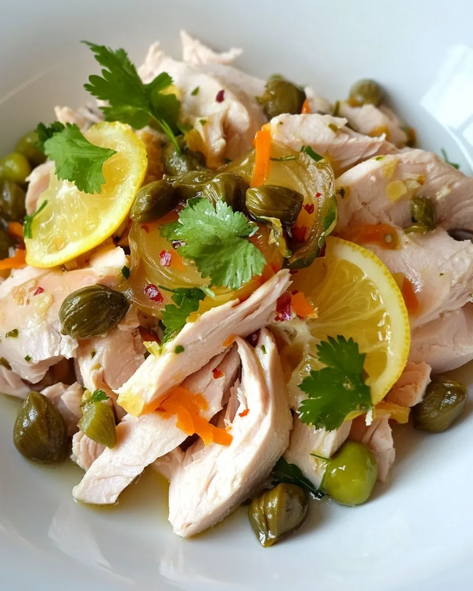 Classic Turkey Salad with Lemon, Capers, Mustard and Cornichons dish photo