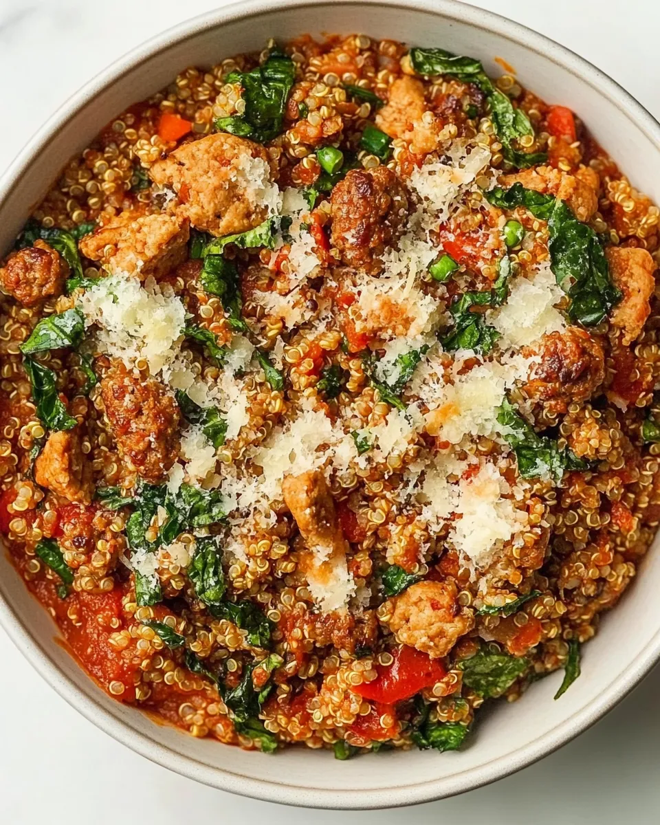 Healthy Turkey Sausage and Quinoa Pizza Bowl dish photo