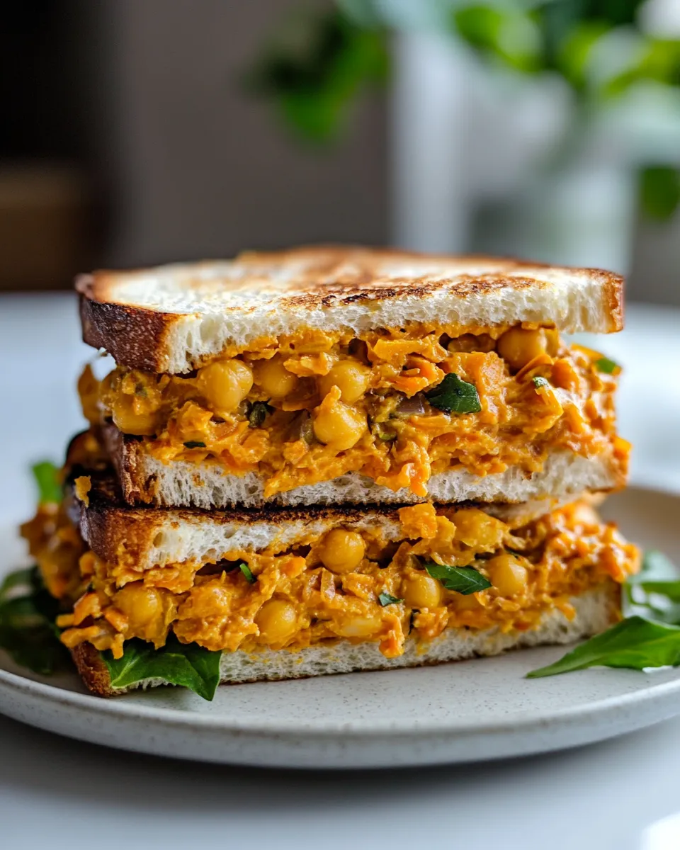 Easy Vegan Carrot Chickpea Tuna Melt food shot