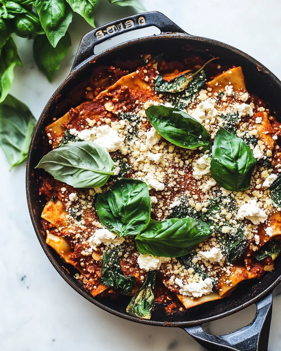 Delicious Vegan Skillet Lasagna with Homemade Almond Ricotta image