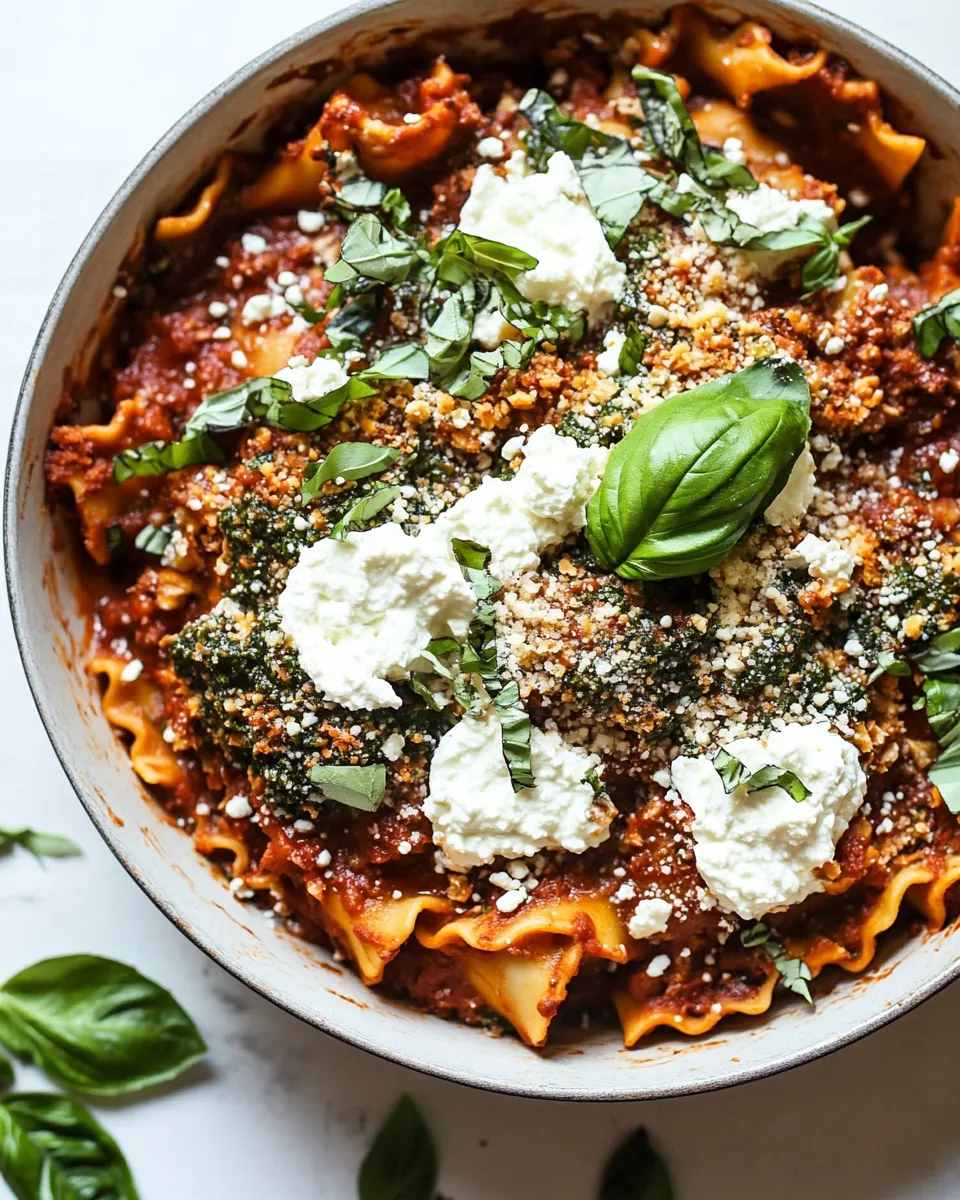 Easy Vegan Skillet Lasagna with Homemade Almond Ricotta recipe photo