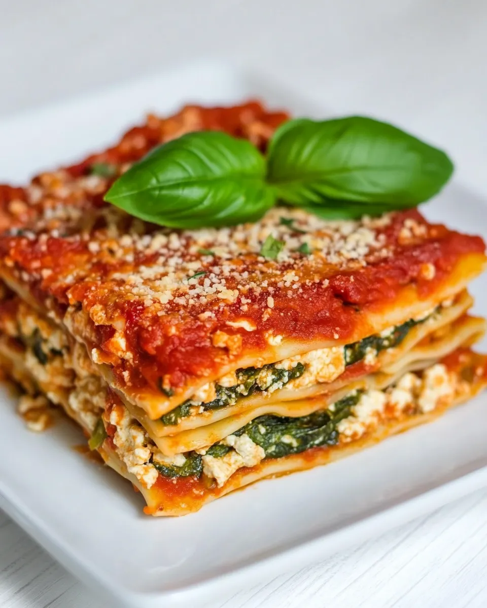Delicious Vegan Spinach Lasagna (Tofu Ricotta) shot