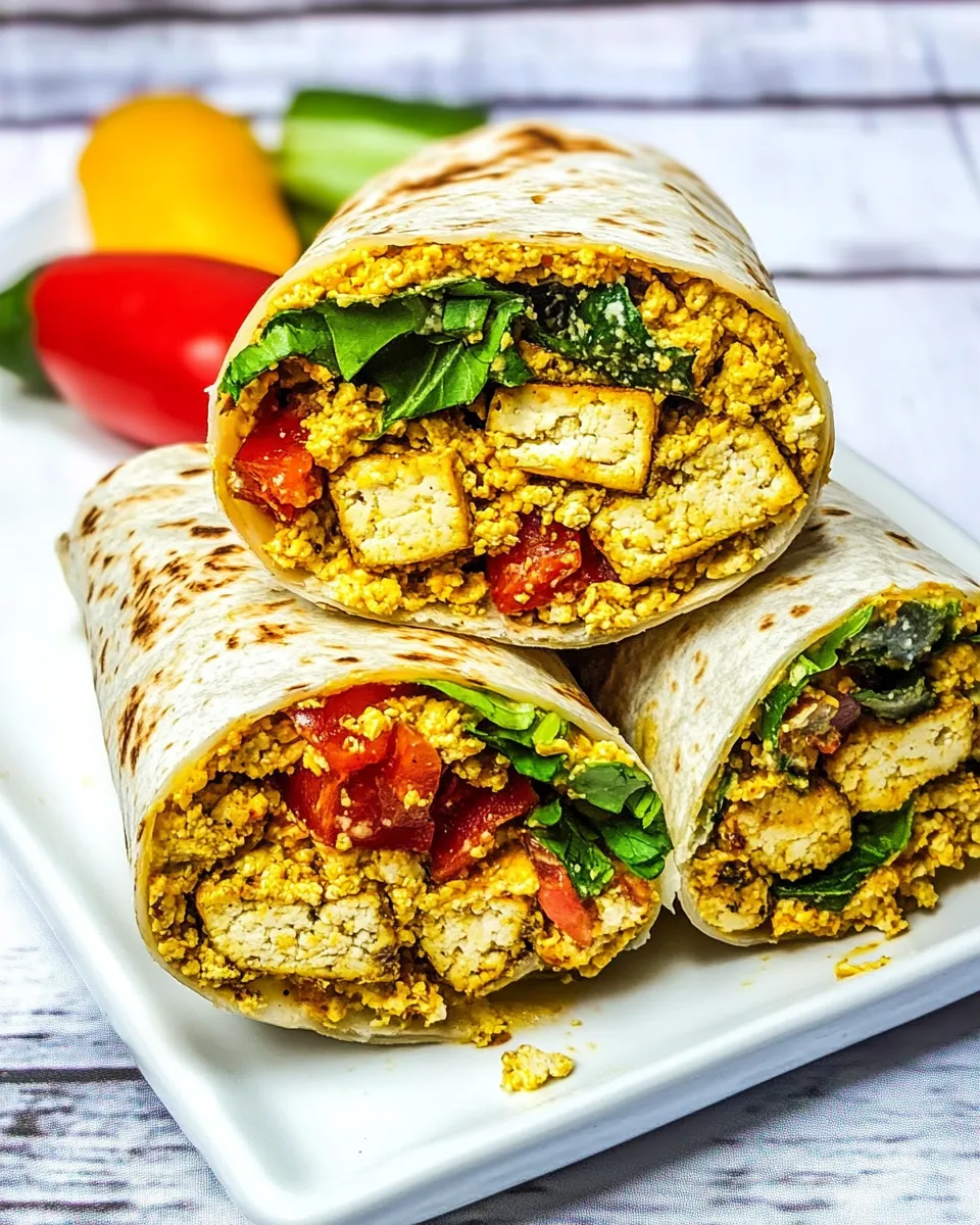 Easy Vegan Tofu Breakfast Burritos food shot