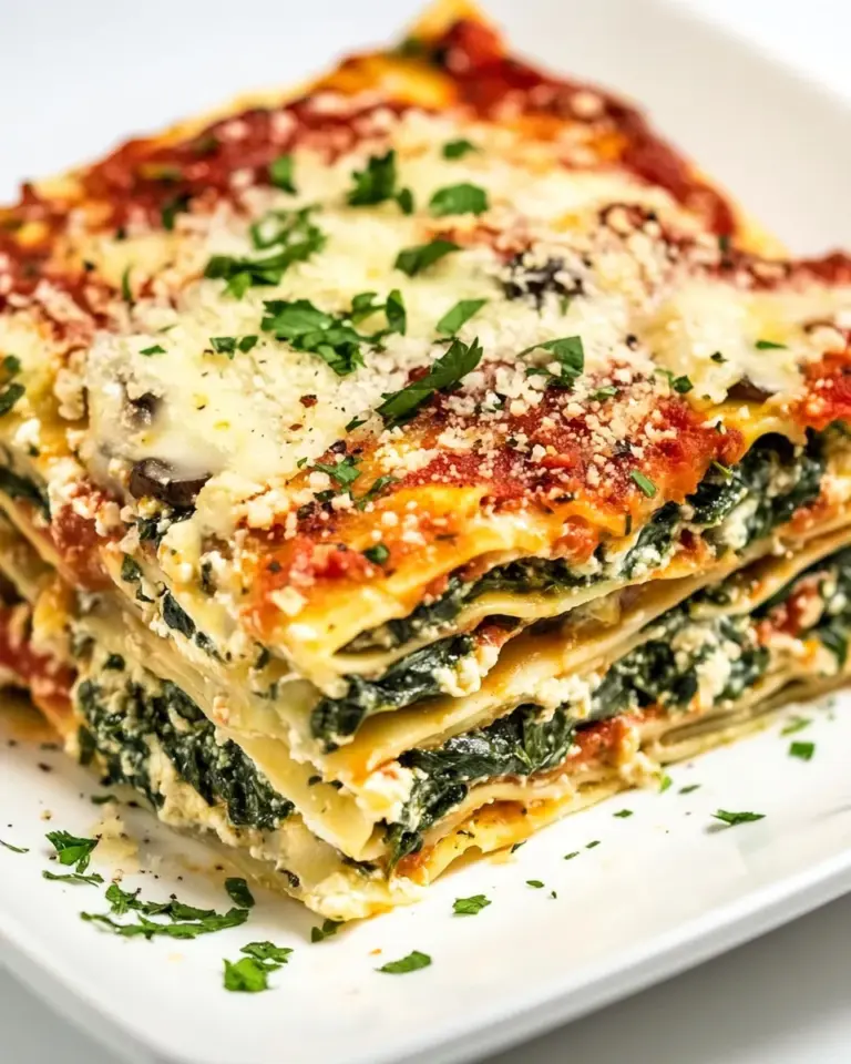 Homemade Vegetarian Spinach Mushroom Lasagna photo