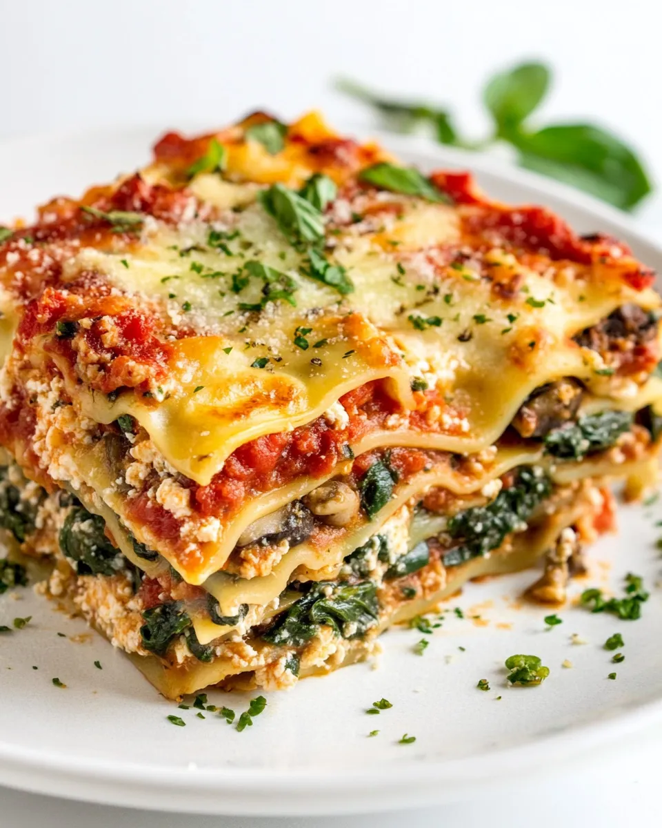 Classic Vegetarian Spinach Mushroom Lasagna image