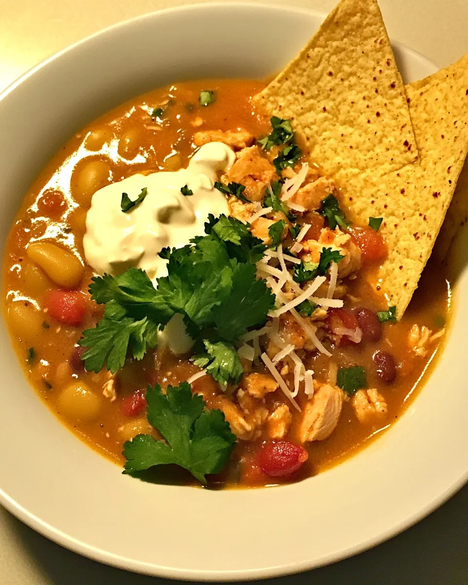 Easy Vegetarian White Chili with Optional Chicken food shot