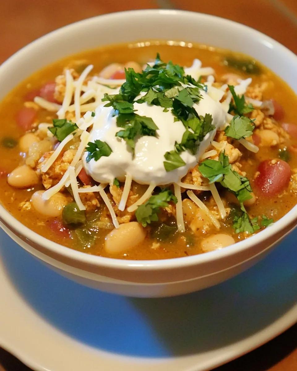 Delicious Vegetarian White Chili with Optional Chicken plate image