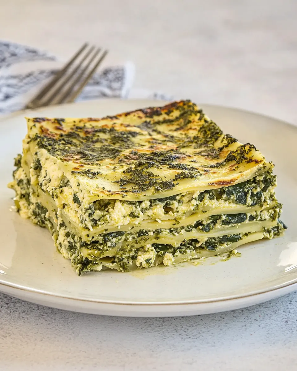 Healthy Veggie Pesto & Spinach Lasagna shot