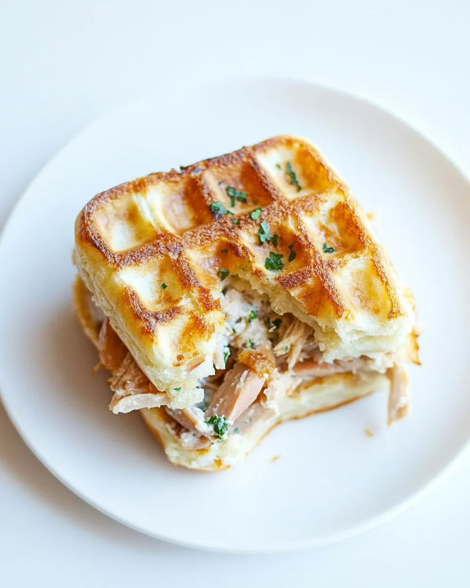 Delicious Waffled Tuna Melt food shot