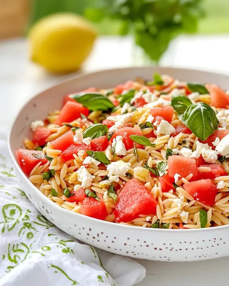 Easy Watermelon Feta Orzo Salad with Lemon and Basil photo