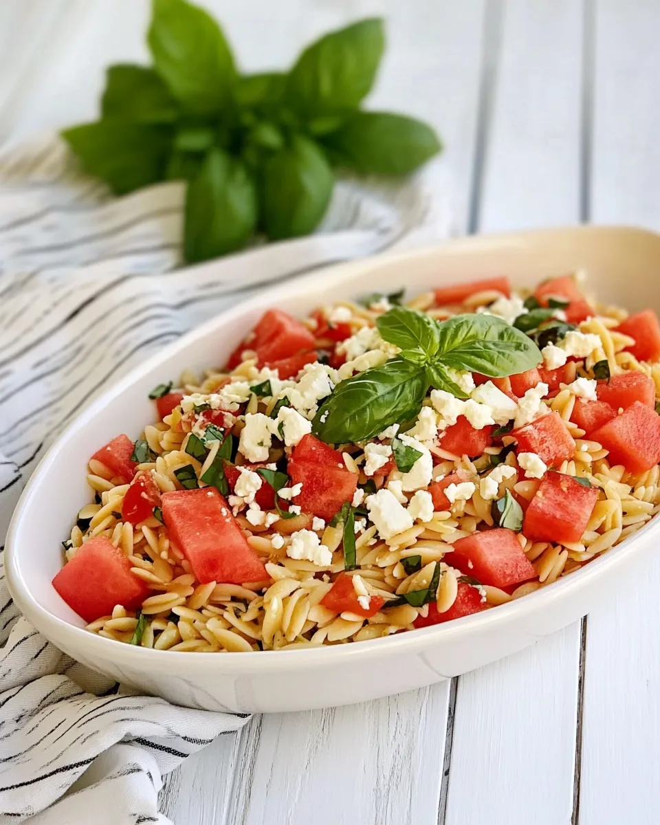 Delicious Watermelon Feta Orzo Salad with Lemon and Basil image