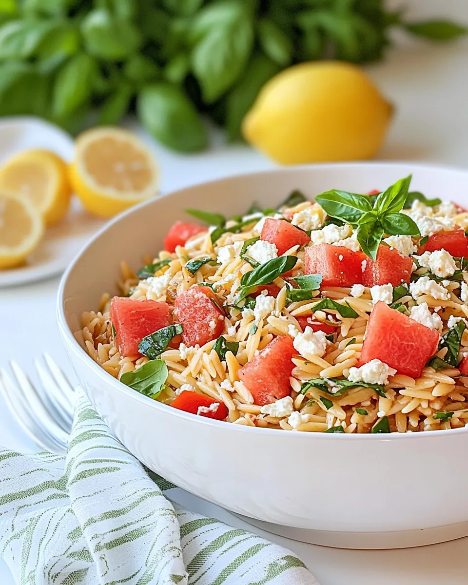 Tasty Watermelon Feta Orzo Salad with Lemon and Basil shot