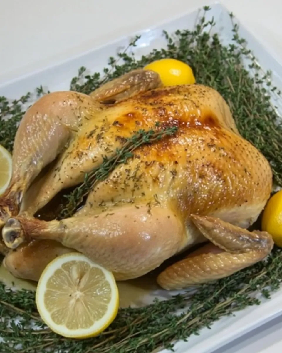 Homemade Whole Roast Chicken w/ Lemon & Thyme photo