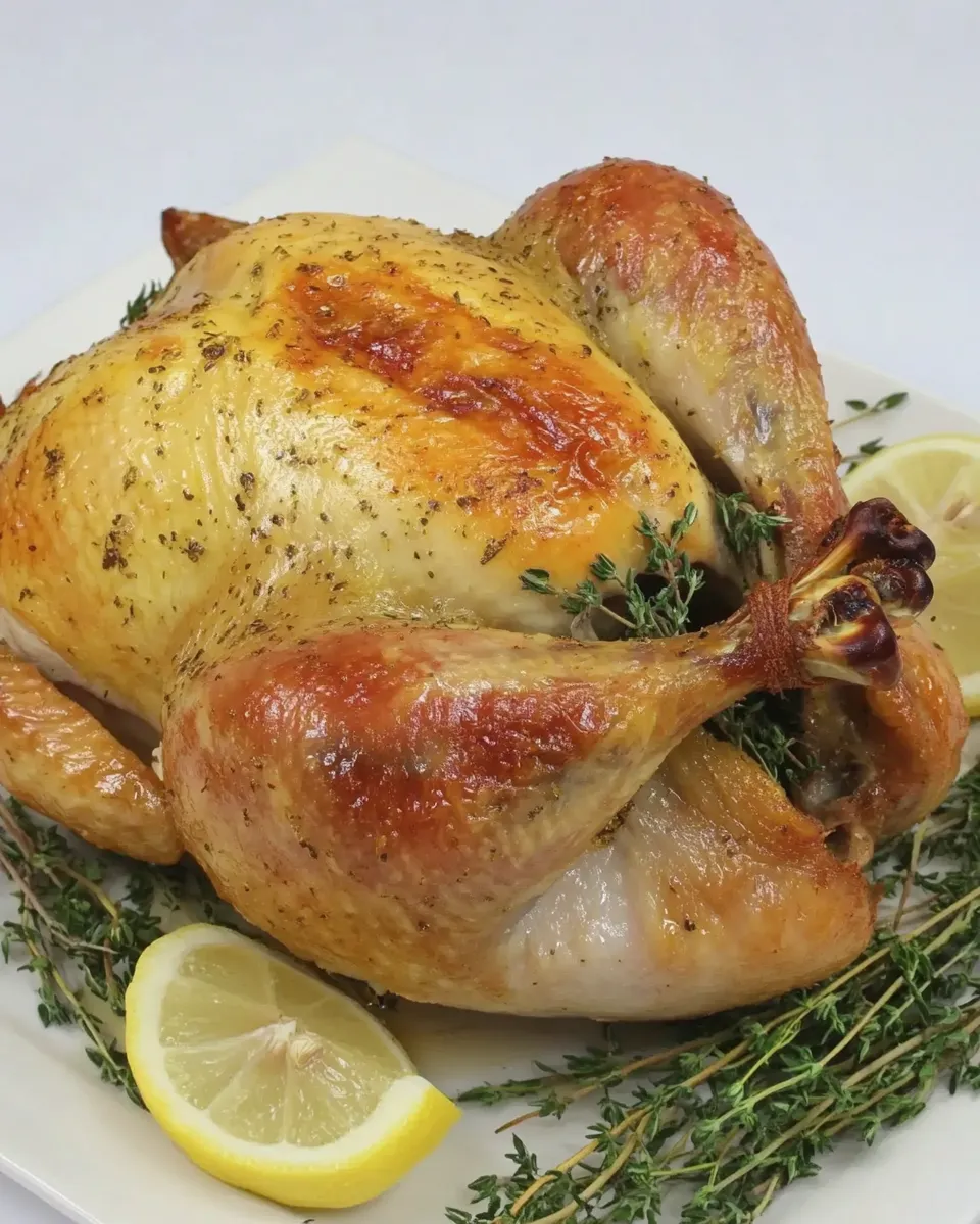 Easy Whole Roast Chicken w/ Lemon & Thyme recipe photo
